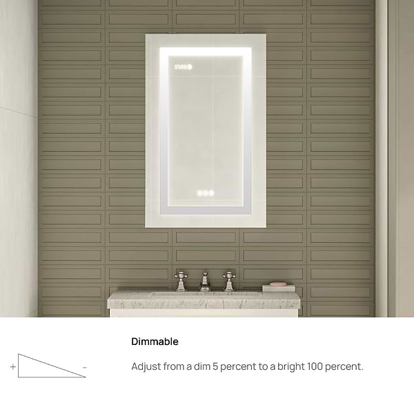 Rory Grooved 24x32" Rectangle Recessed or Wall Mounted Left-Hand LED Medicine Cabinet with Mirror