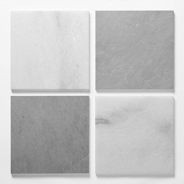Alterno Biarritz White and Earth Gray 12x12 Polished Marble Checkerboard Tile