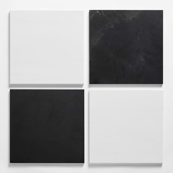 Alterno Black Silk and Glacier White Select 12x12 Honed Marble Checkerboard Tile
