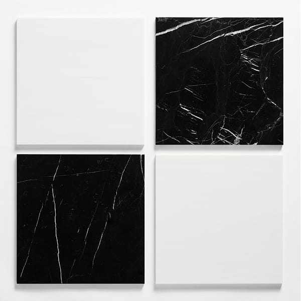 Alterno Black Silk and Glacier White Select 12x12 Polished Marble Checkerboard Tile