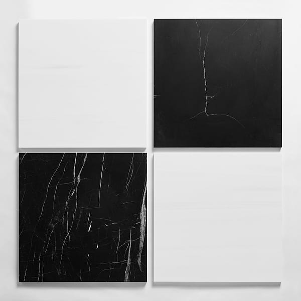 Alterno Black Silk and Glacier White Select 18x18 Honed Marble Checkerboard Tile