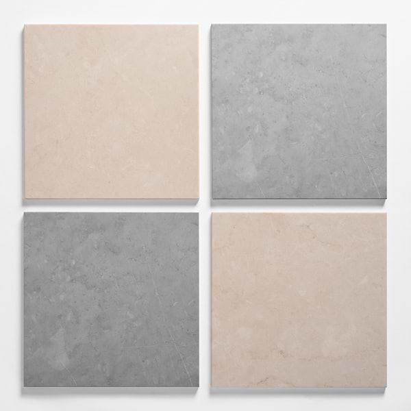 Alterno Earth Gray and Crema Ella Beige 12x12 Honed Marble Checkerboard Tile