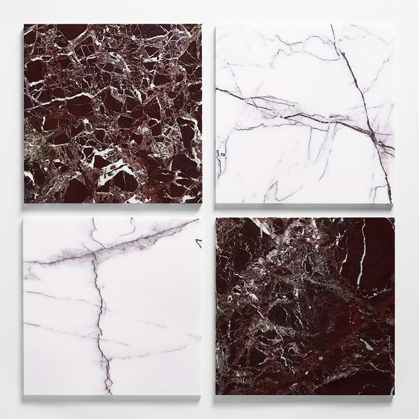 Alterno Lilac and Rosso Levanto Red 12x12 Polished Marble Checkerboard Tile