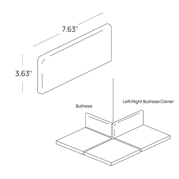 Elemental Gray 4x8 Ceramic Quarry Tile Left Bullnose Corner (12 per box)