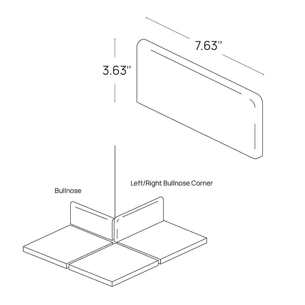 Elemental Gray 4x8 Ceramic Quarry Tile Right Bullnose Corner (12 per box)