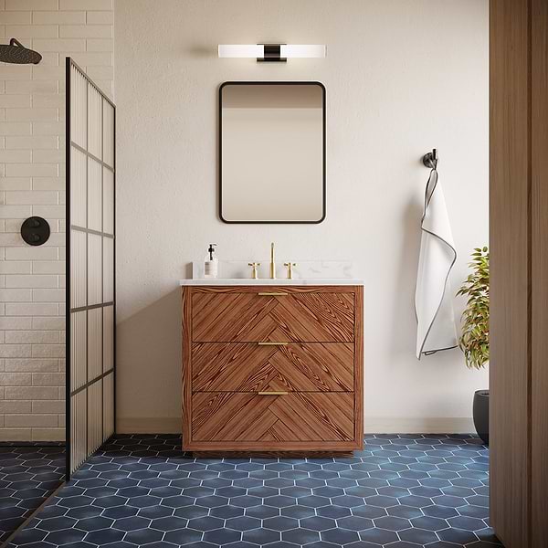 Marilyn Woodgrain 36" Single Vanity with Pure White Quartz Top