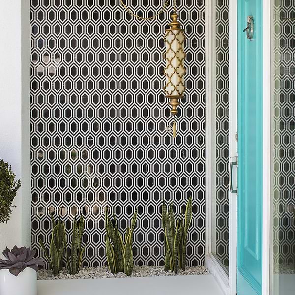 Infinity Nero & Asian Statuary Hexagon Marble Polished Mosaic Tile