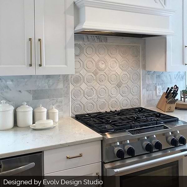 Helix Carrara Marble & Glass Tile