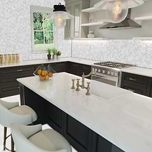 Filigree Asian Statuary Basketweave Polished Marble Mosaic Tile