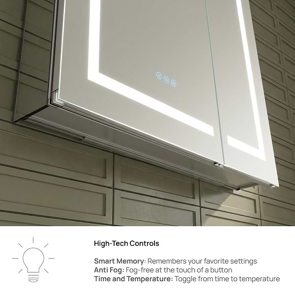 Rory Grooved 48x32" Rectangle Recessed or Wall Mounted LED Medicine Cabinet with Mirror