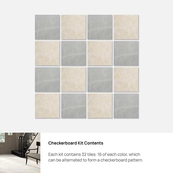Fortunato Marfil Beige and Amani Gray 12x12 Matte Porcelain Checkerboard Tile