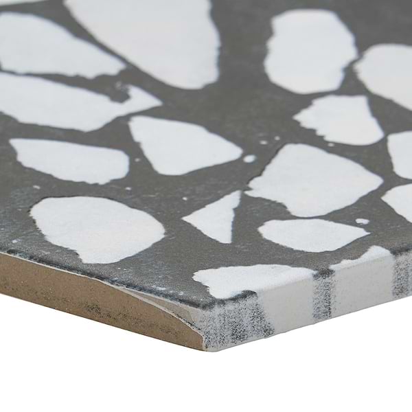 Terrazzo Hex Nero Black & White 9" Terrazzo Look Matte Porcelain Tile