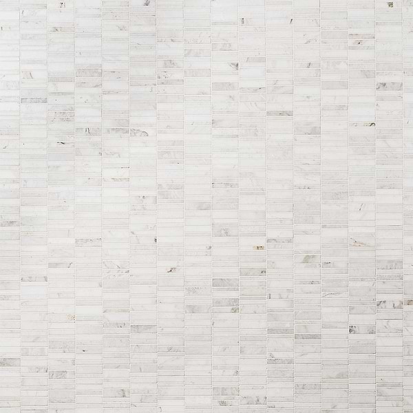 Alaska White Waterfall Polished Marble Bricks Mosaic Tile