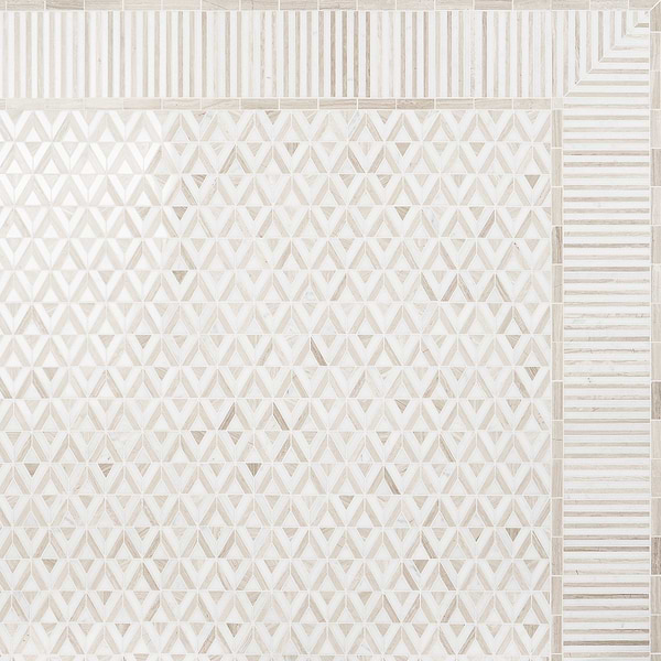 Monroe Corner Asian Statuary and Wooden Beige 8x8 Marble Mosaic Tile-  Polished