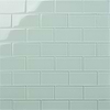 Loft Seafoam Green 3x6 Polished Glass Subway Tile; in Seafoam Green Glass; for Backsplash, Bathroom Wall, Kitchen Wall, Outdoor Wall, Pool Tile, Shower Wall, Wall Tile; in Style Ideas Beach, Classic, Farmhouse, Industrial, Transitional