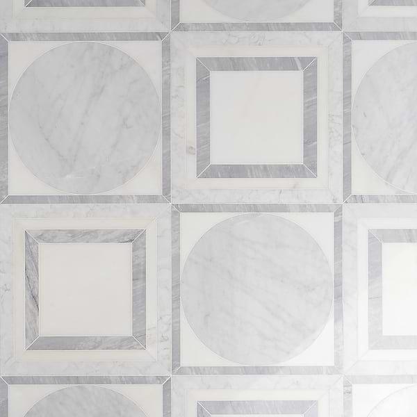 Cadre Grisaille Gray 20x20 Polished Marble Mosaic Tile