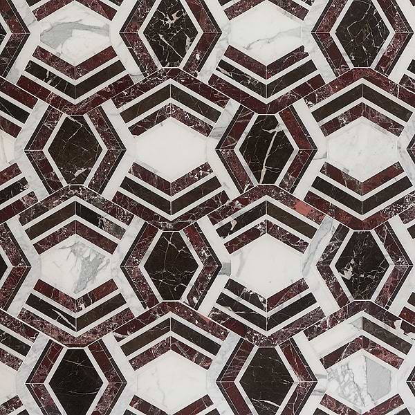 Mezzo Bordeaux Polished Marble Mosaic