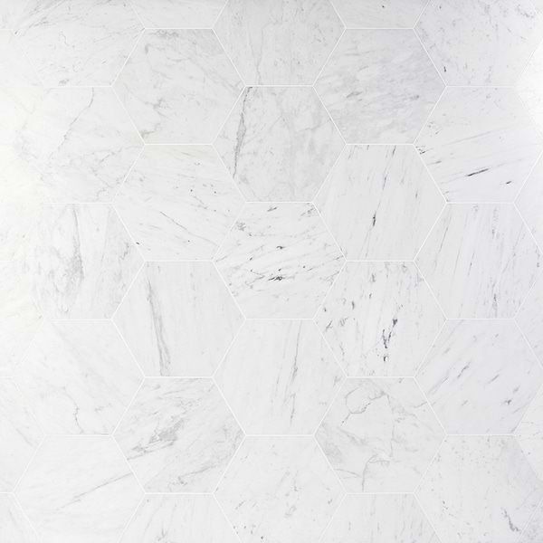 Carrara 10" Hexagon Honed Marble Tile