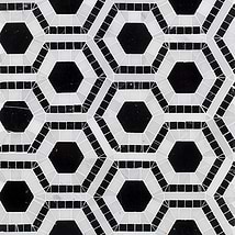 Cosmos Nero & Asian Statuary 4" Hexagon Marble Polished Mosaic Tile