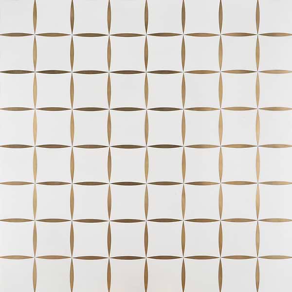 Lily Golden Polished Marble and Brass Mosaic Tile