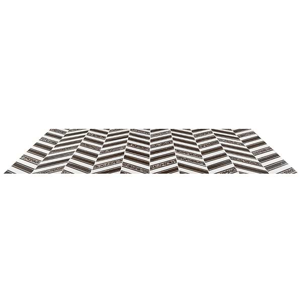 Magma Chevron Susa Bronze Black & White Asian Statuary Marble & Lava Stone Polished Mosaic Tile