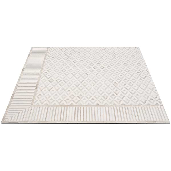 Monroe Corner Asian Statuary and Wooden Beige 8x8 Marble Mosaic Tile-  Polished