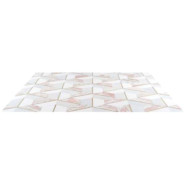 Decade Rosa Polished Marble and Brass Mosaic Tile