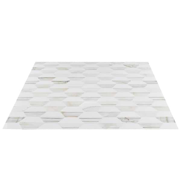 Fuse Bianco 6" Polished Marble and Brass Inlay Mosaic