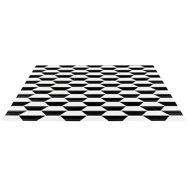 Fuse Nero 6" Polished Marble and Brass Inlay Mosaic