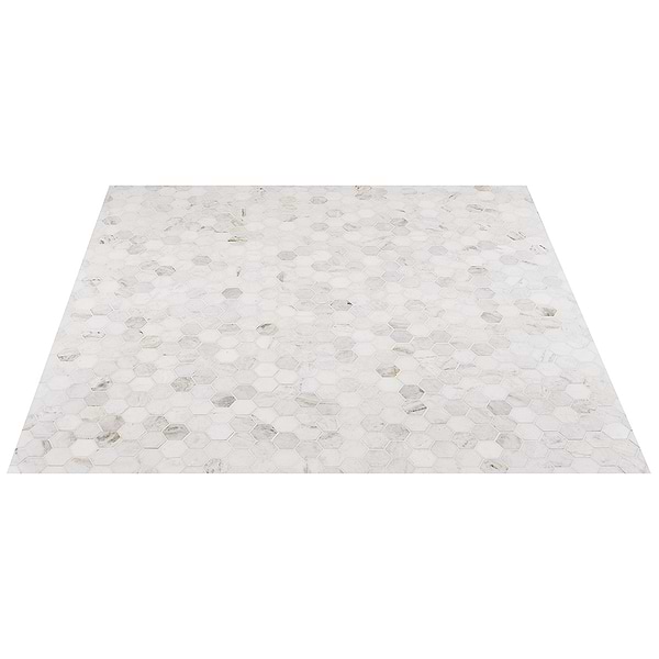 Alaska White 2" Hexagon Polished Marble Mosaic Tile