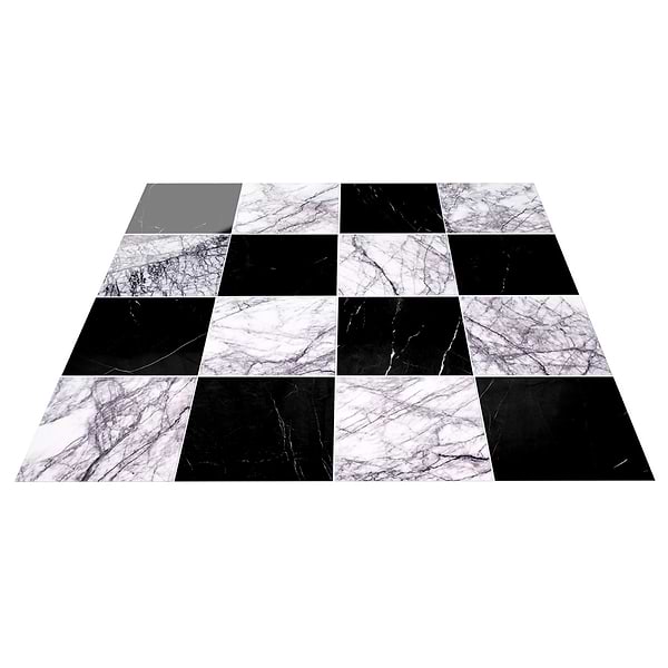 Alterno Black Silk and Lilac 12x12 Polished Marble Checkerboard Tile