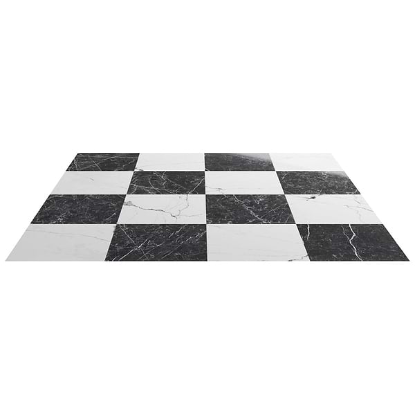 Fortunato Calacatta White and Nero Marquina Black 12x12 Polished Porcelain Checkerboard Tile
