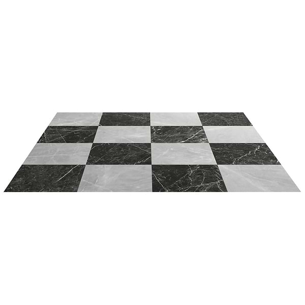 Fortunato Amani Gray and Nero Marquina Black 12x12 Matte Porcelain Checkerboard Tile