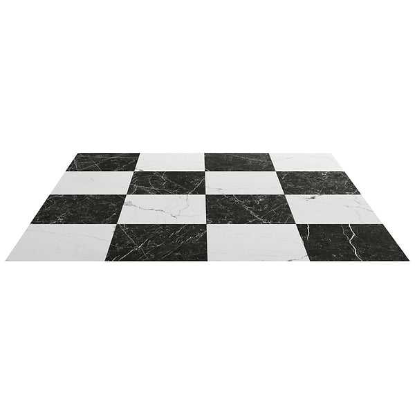 Fortunato Calacatta White and Nero Marquina Black 12x12 Matte Porcelain Checkerboard Tile