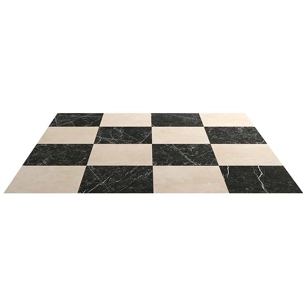 Fortunato Marfil Beige and Nero Marquina 12x12 Matte Porcelain Checkerboard Tile