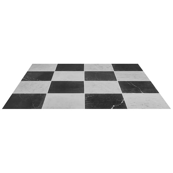 Avanti Nero Marquina Black and Bianco Carrara White 12x12 Tumbled Marble Checkerboard Tile
