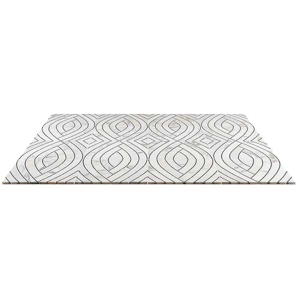 New Palm Beach by Krista Watterworth Leaf White Polished Marble Mosaic
