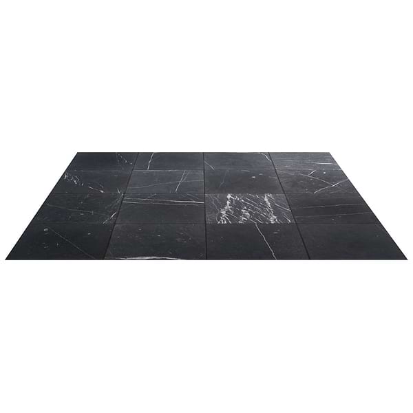 Avanti Nero Marquina Black 12x12 Tumbled Marble Tile