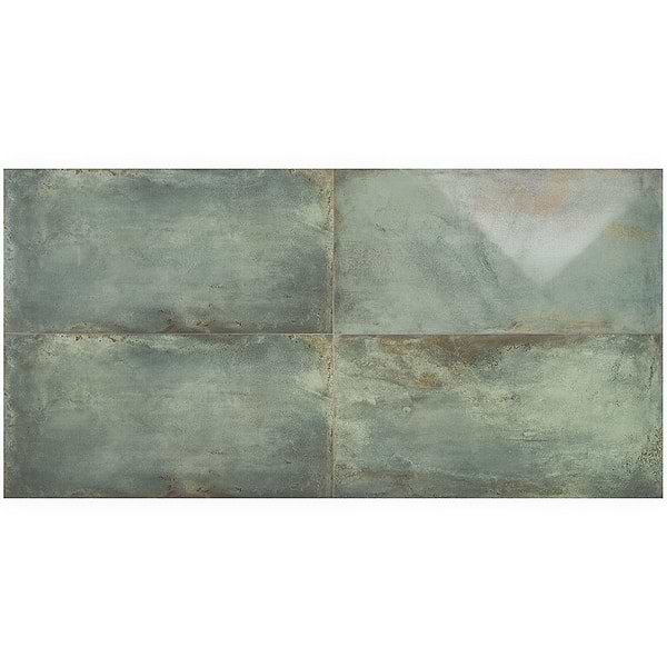 Sample-Angela Harris Flatiron Aquamarine Semi-Polished Porcelain Tile