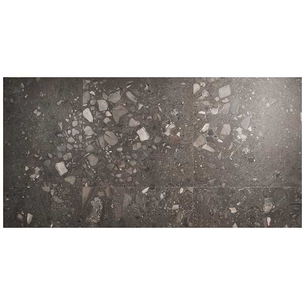 Piccoli Grande Antracite Gray 36x36 Terrazzo Look Semi-Polished Porcelain Tile