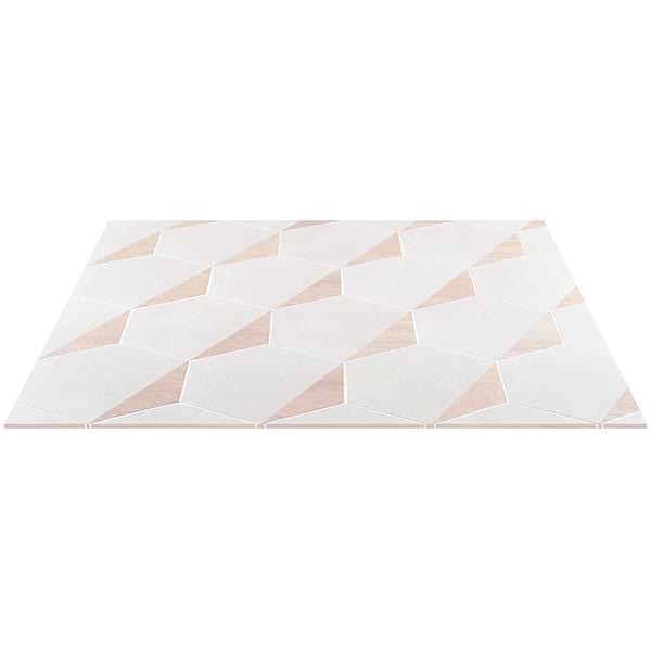 Pergola Wood White 12.5" Hexagon Matte Porcelain Tile