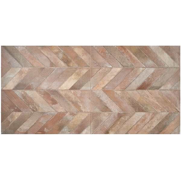 Sculpt Chevron Cotto 24x48 Natural Porcelain Tile