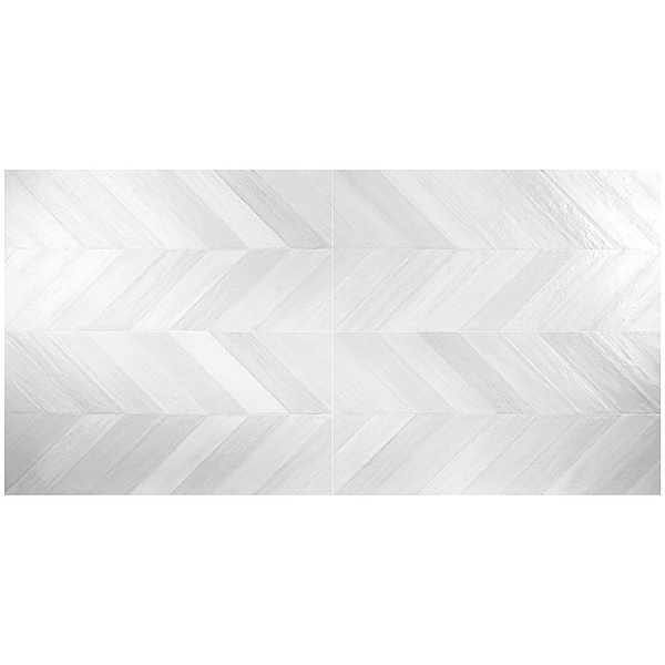 Sculpt Chevron White 24x48 Natural Porcelain Tile