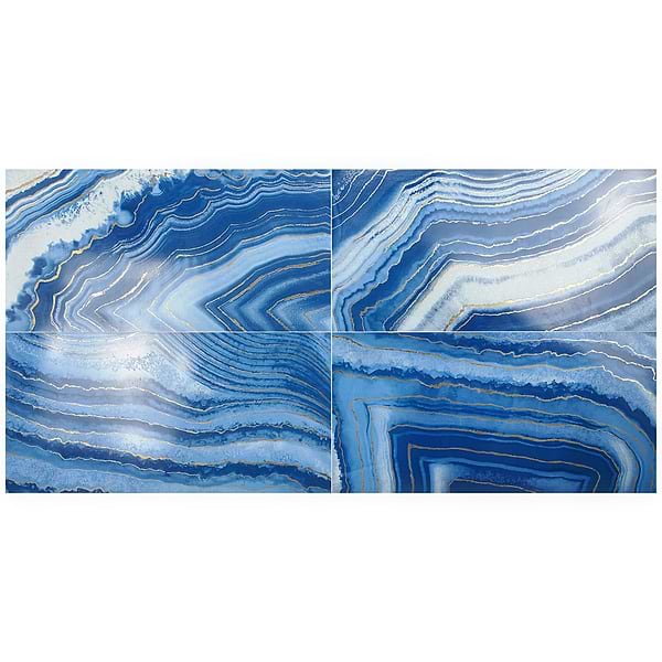 Agate Art Azul Blue 24x48 Artisan Decor Polished Porcelain Tile