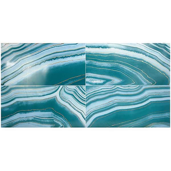 Agate Art Ocean Green 24x48 Artisan Decor Polished Porcelain Tile