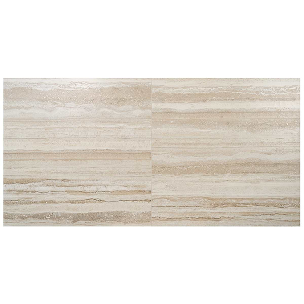 Romani Travertine Crema Beige 3D Textured Veining 24x48 Stone Look Satin Porcelain Tile