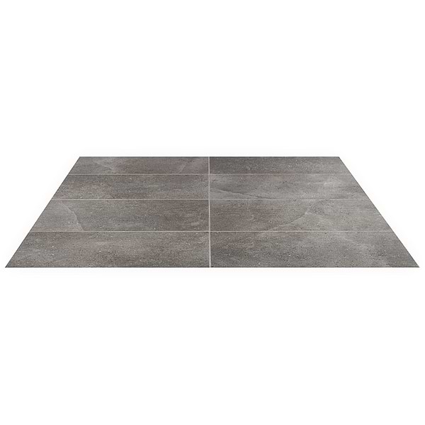 New Rock Fossil Dark Gray 12x24 Chiseled Limestone Look Matte Porcelain Tile 