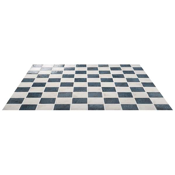 Greta Checkerboard Midnight Blue and Seashell White 5x5 Glossy Textured Porcelain Tile