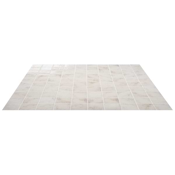 Greta Seashell White 5x5 Glossy Textured Porcelain Tile