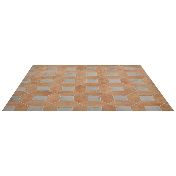 Morocco Terracotta 4x8 Picket and Dove Gray 4x4 Square Matte Porcelain Tile